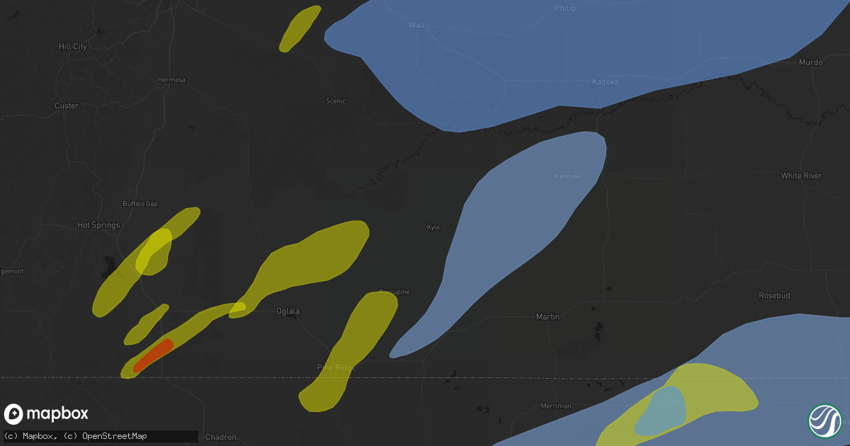 Hail map in Kyle, SD on June 27, 2026