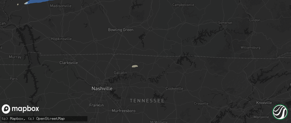Hail map in Lafayette, TN on June 27, 2026