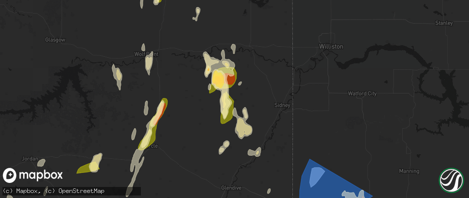 Hail map in Lambert, MT on June 27, 2026