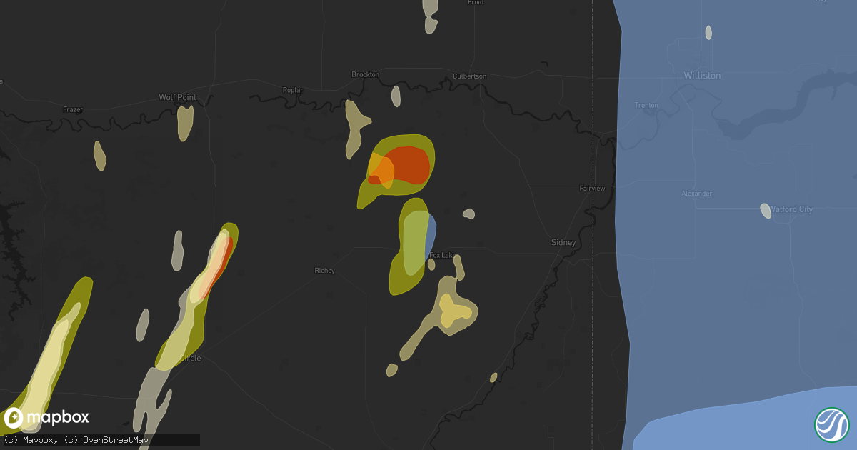 Hail map in Lambert, MT on June 27, 2026