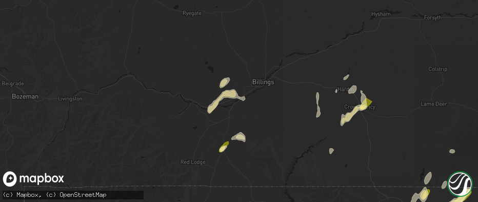 Hail map in Laurel, MT on June 27, 2026