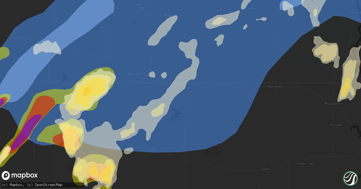 Hail map in Lemmon, SD on June 27, 2026
