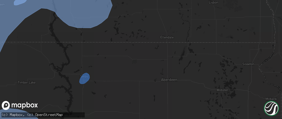 Hail map in Leola, SD on June 27, 2026