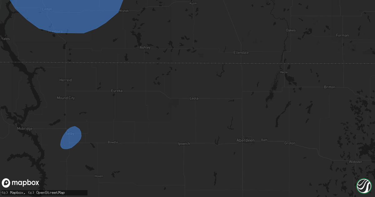 Hail map in Leola, SD on June 27, 2026