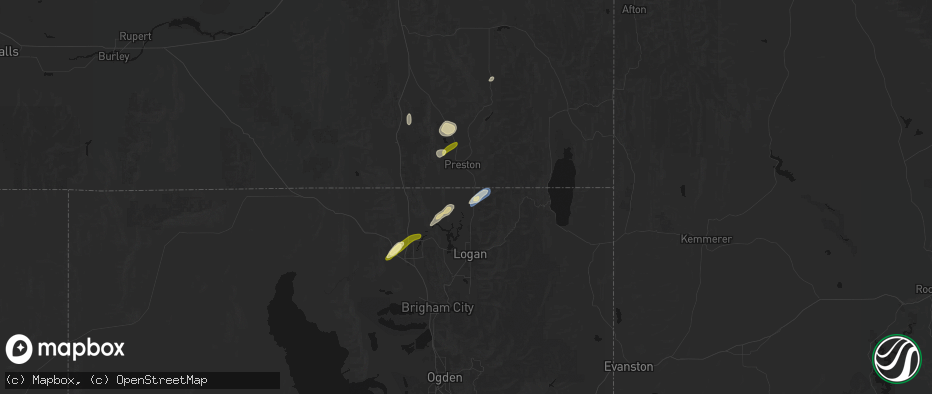 Hail map in Lewiston, UT on June 27, 2026
