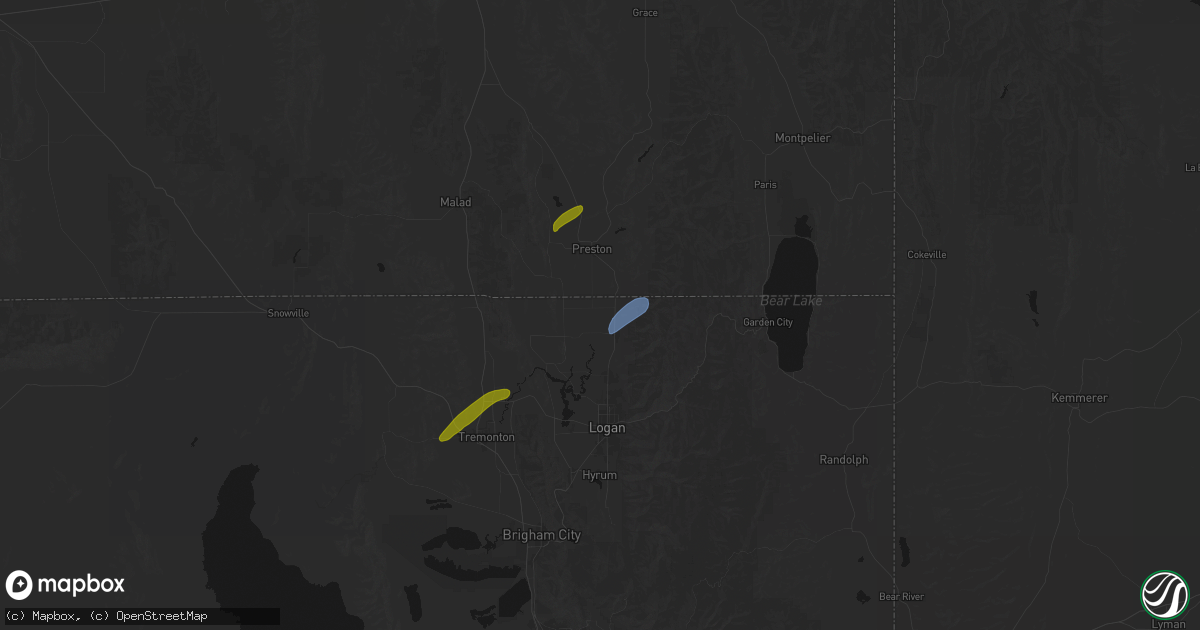 Hail map in Lewiston, UT on June 27, 2026