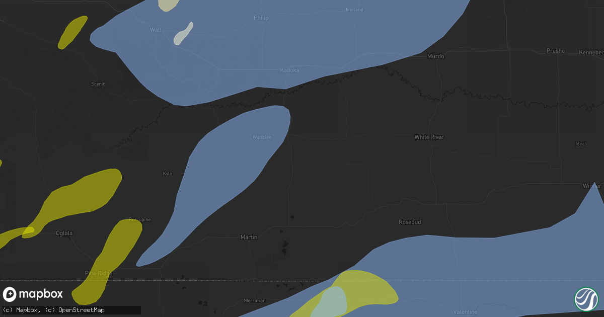 Hail map in Long Valley, SD on June 27, 2026