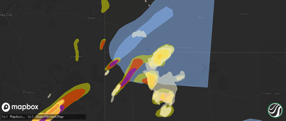 Hail map in Ludlow, SD on June 27, 2026