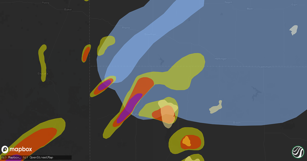 Hail map in Ludlow, SD on June 27, 2026