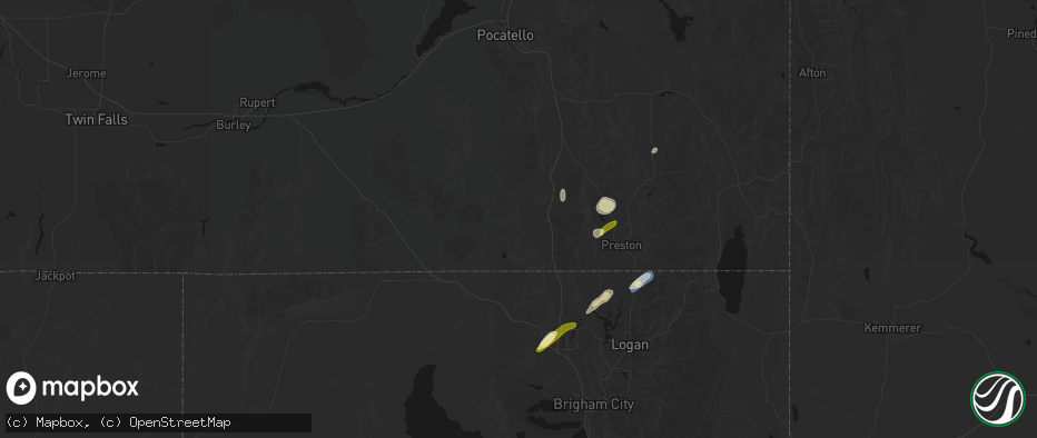Hail map in Malad City, ID on June 27, 2026