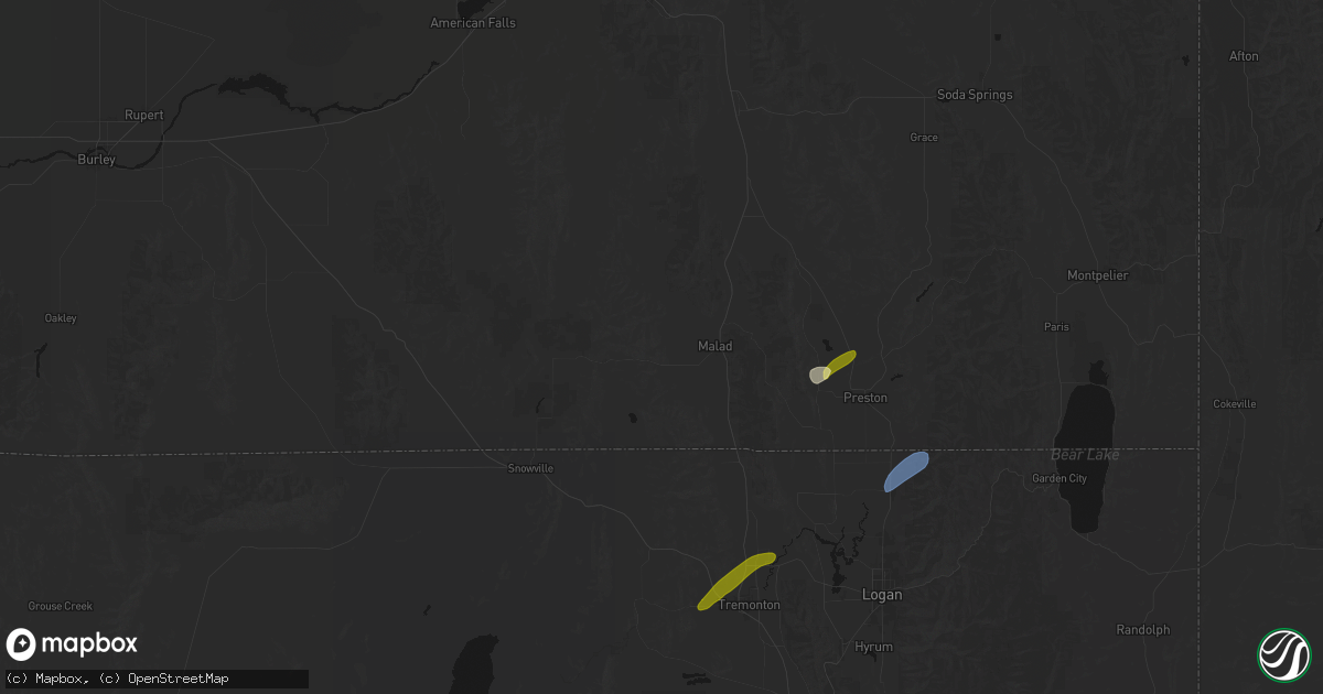 Hail map in Malad City, ID on June 27, 2026