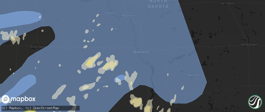 Hail map in Mandan, ND on June 27, 2026