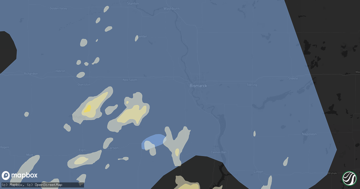 Hail map in Mandan, ND on June 27, 2026