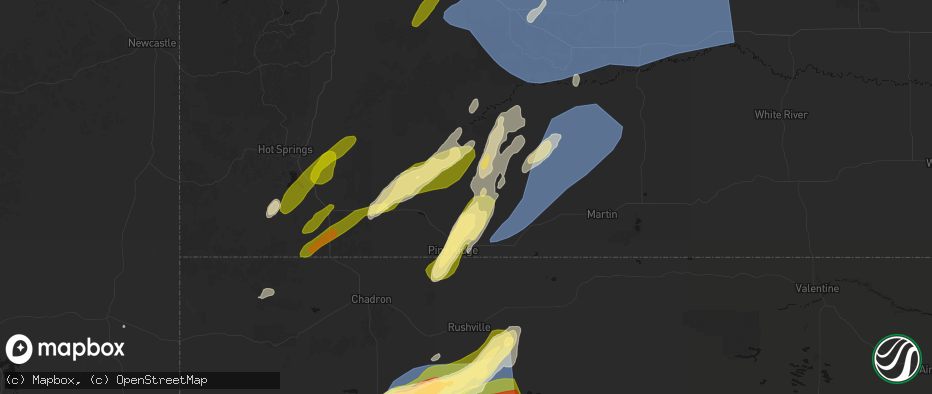 Hail map in Manderson, SD on June 27, 2026