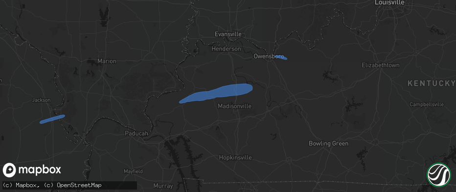 Hail map in Manitou, KY on June 27, 2026
