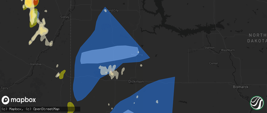 Hail map in Manning, ND on June 27, 2026