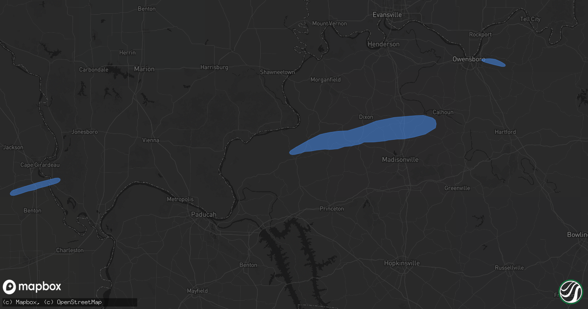 Hail map in Marion, KY on June 27, 2026