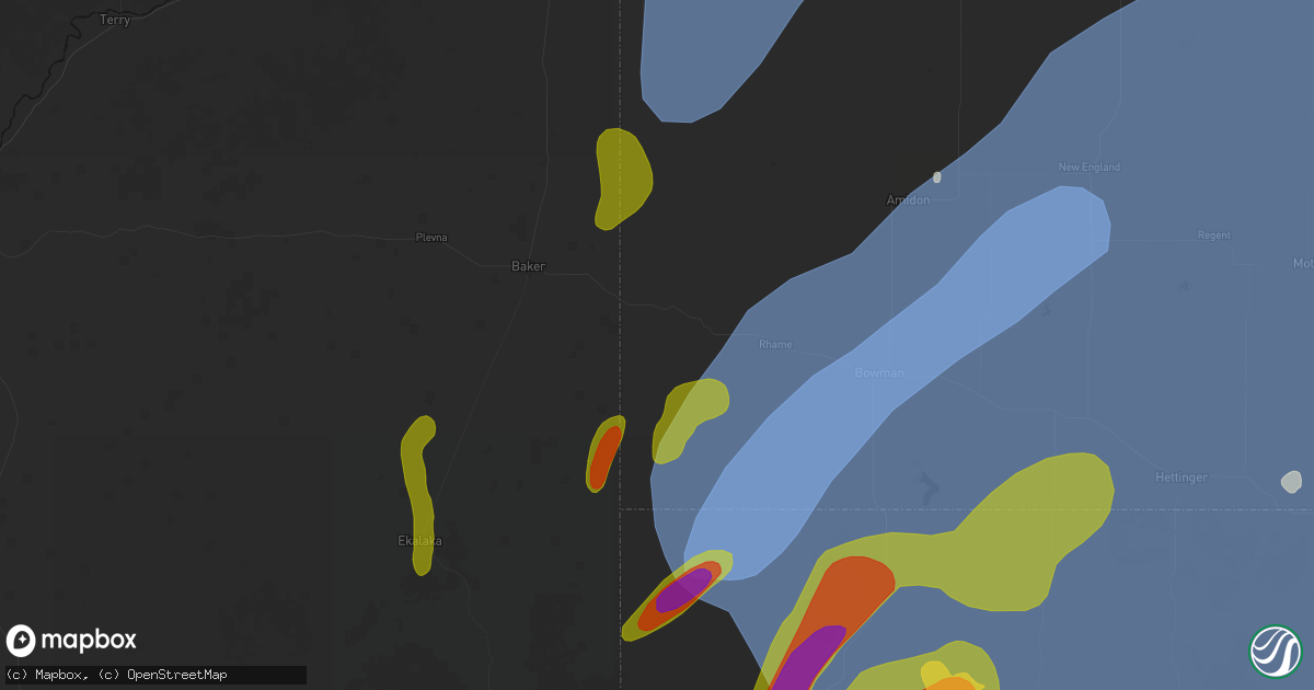 Hail map in Marmarth, ND on June 27, 2026