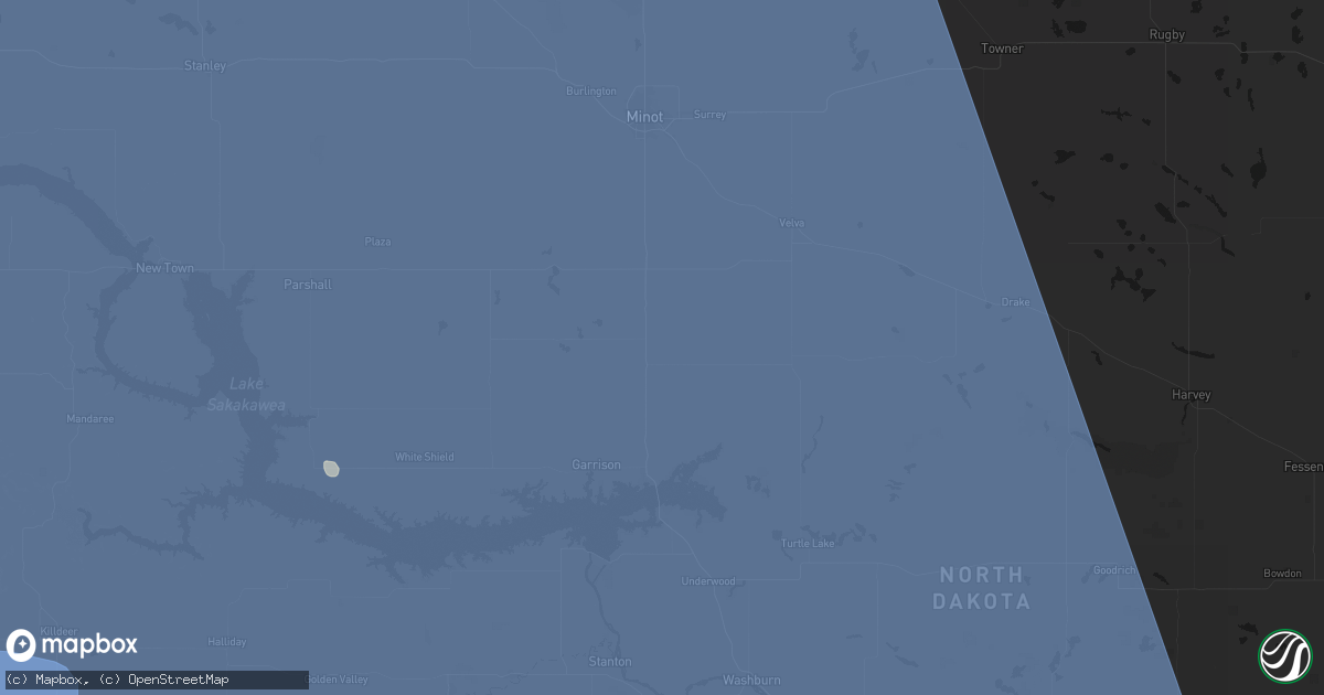 Hail map in Max, ND on June 27, 2026
