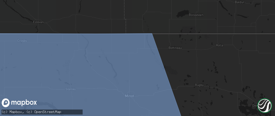 Hail map in Maxbass, ND on June 27, 2026