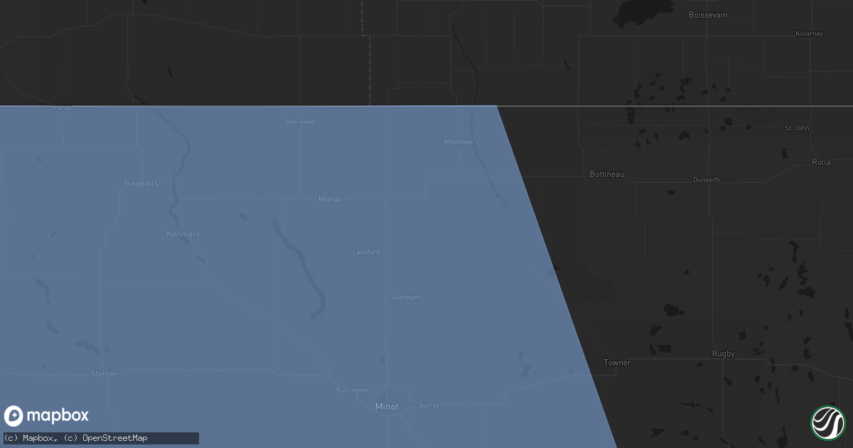 Hail map in Maxbass, ND on June 27, 2026