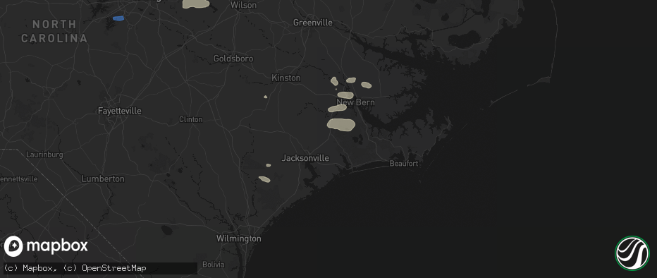 Hail map in Maysville, NC on June 27, 2026
