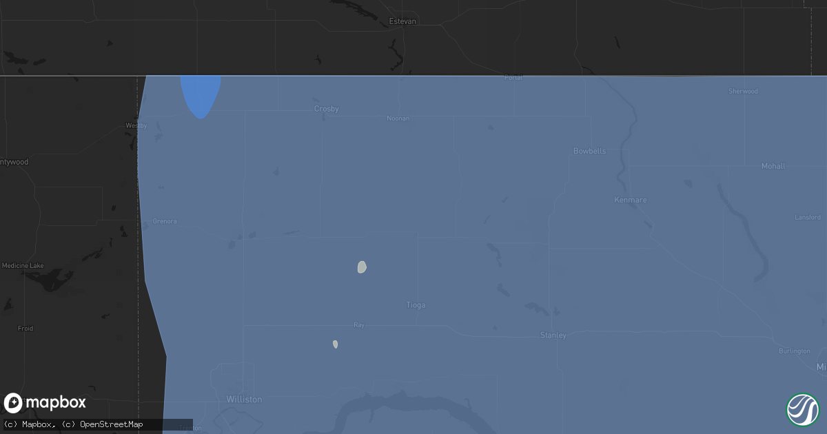 Hail map in Mcgregor, ND on June 27, 2026