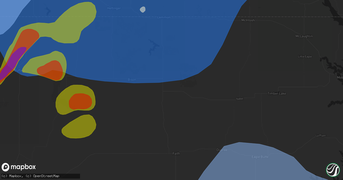 Hail map in Meadow, SD on June 27, 2026