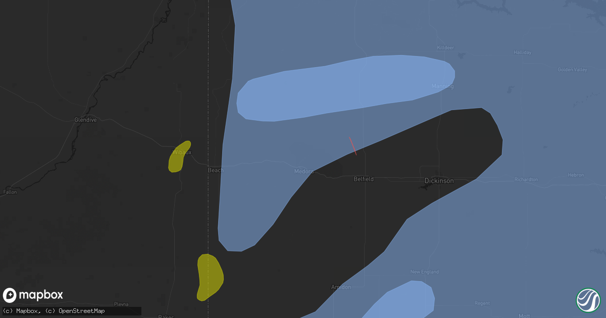 Hail map in Medora, ND on June 27, 2026