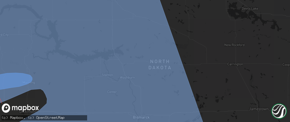 Hail map in Mercer, ND on June 27, 2026
