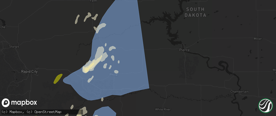 Hail map in Midland, SD on June 27, 2026