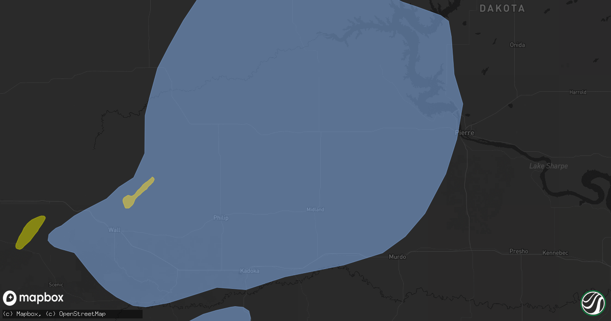 Hail map in Midland, SD on June 27, 2026