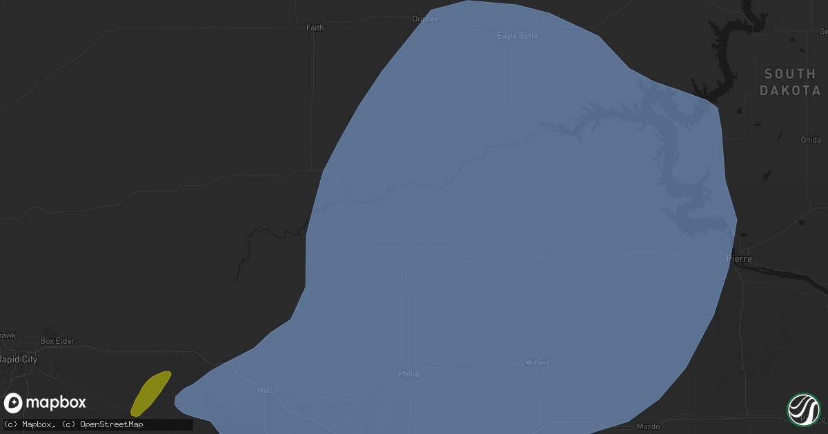 Hail map in Milesville, SD on June 27, 2026