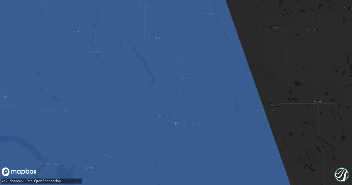 Hail map in Minot Afb, ND on June 27, 2026