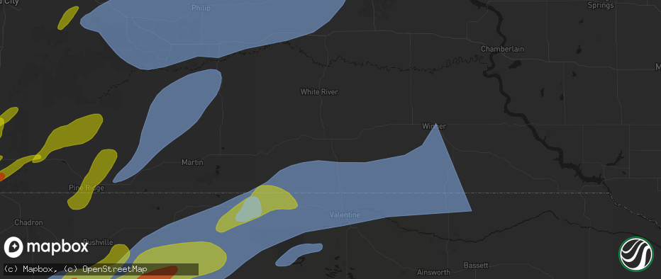 Hail map in Mission, SD on June 27, 2026