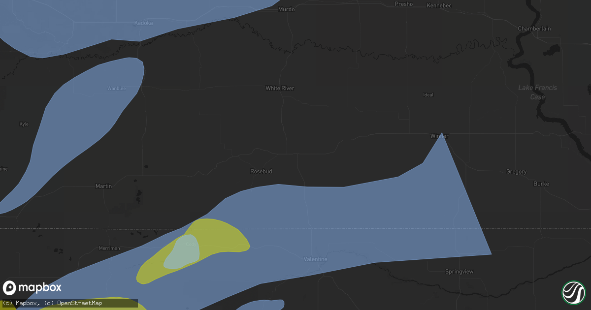 Hail map in Mission, SD on June 27, 2026