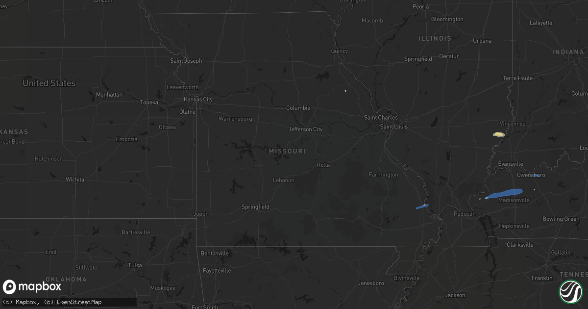 Hail map in Missouri on June 27, 2026