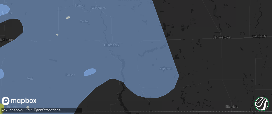 Hail map in Moffit, ND on June 27, 2026