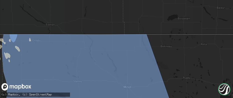 Hail map in Mohall, ND on June 27, 2026