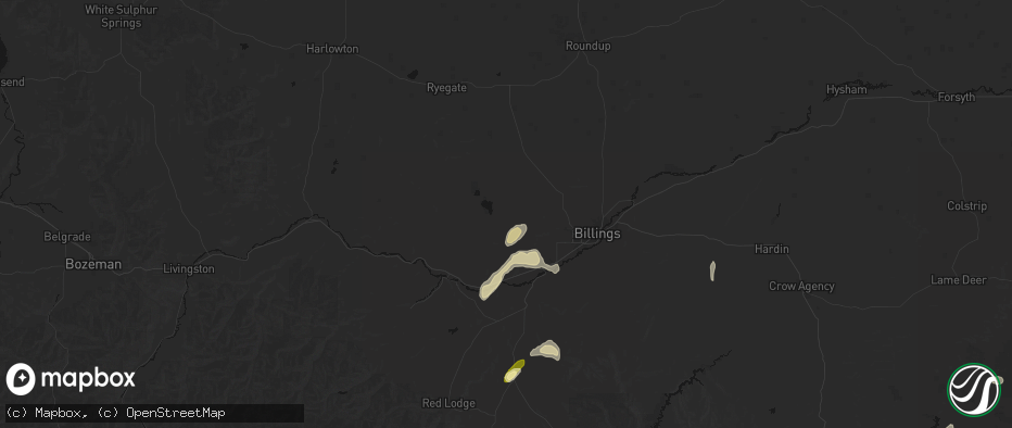 Hail map in Molt, MT on June 27, 2026