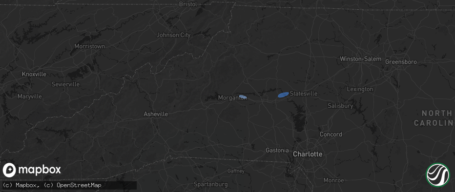 Hail map in Morganton, NC on June 27, 2026