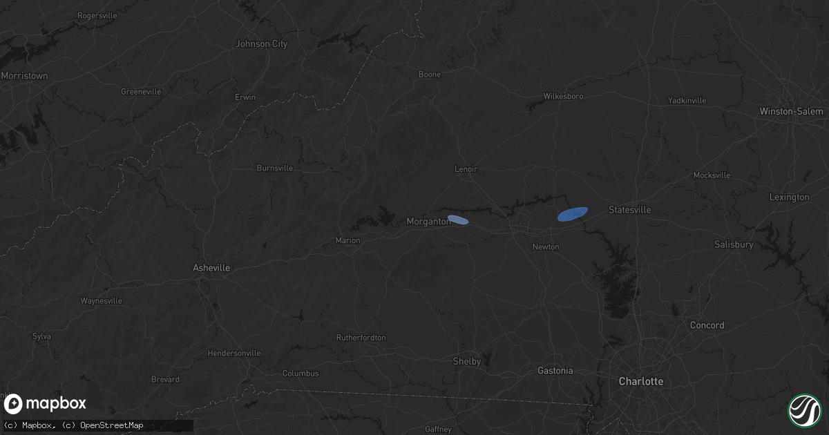 Hail map in Morganton, NC on June 27, 2026