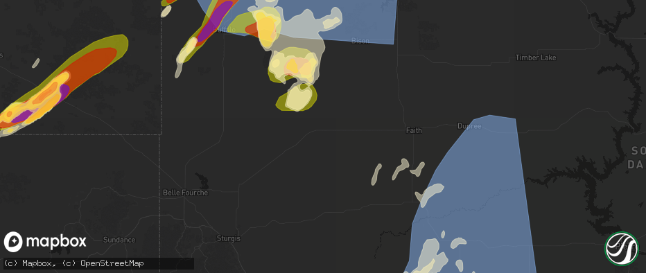 Hail map in Mud Butte, SD on June 27, 2026