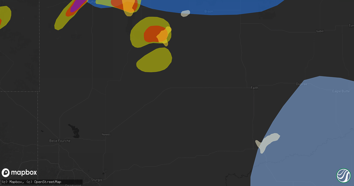 Hail map in Mud Butte, SD on June 27, 2026