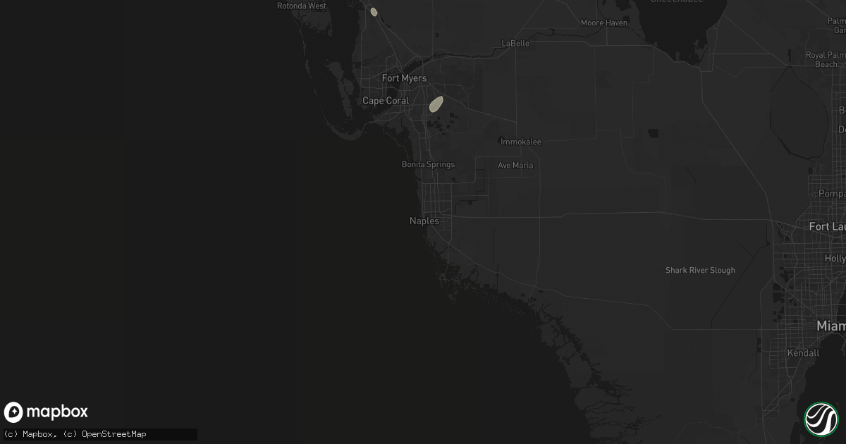 Hail map in Naples, FL on June 27, 2026