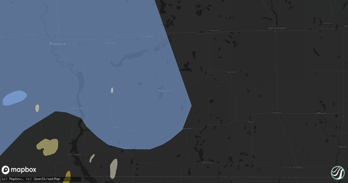 Hail map in Napoleon, ND on June 27, 2026