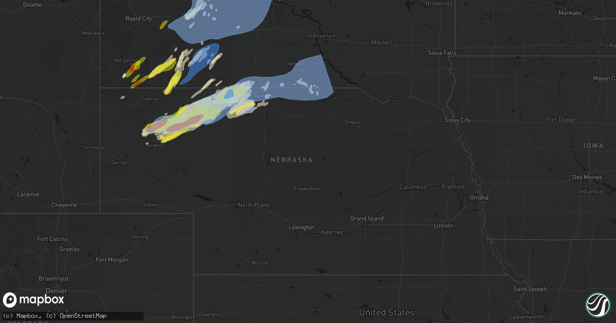 Hail map in Nebraska on June 27, 2026