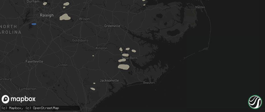 Hail map in New Bern, NC on June 27, 2026