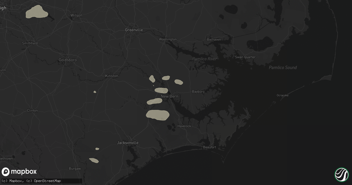 Hail map in New Bern, NC on June 27, 2026