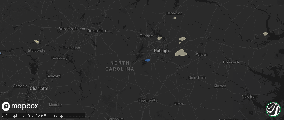 Hail map in New Hill, NC on June 27, 2026